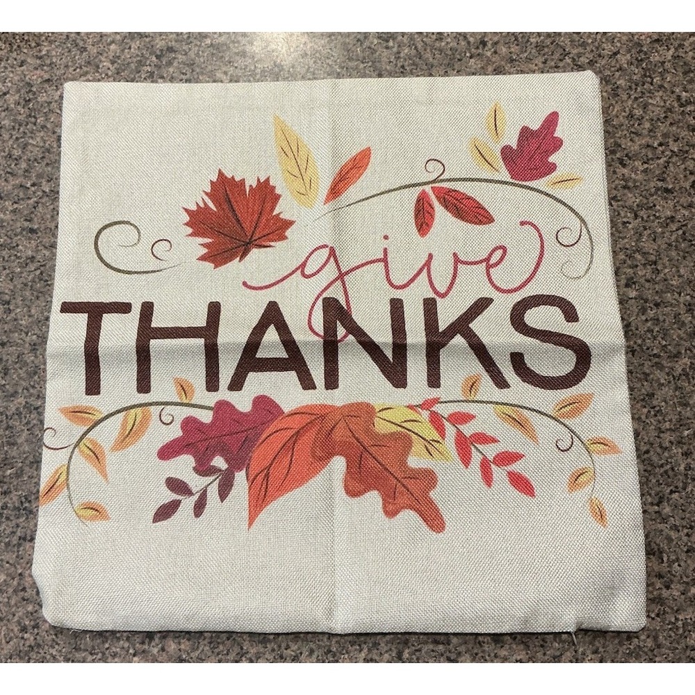 Thanksgiving Inspired 18" Square Burlap Pillow Cases-‎ Set of 4